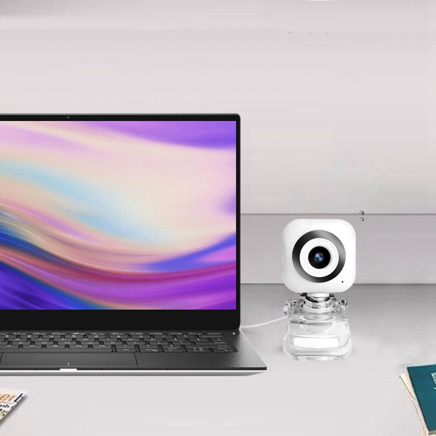 Webcam 1080P Computer Camera with Privacy Cover USB Connection Built-in Noise-reduction Microphone for Live Video