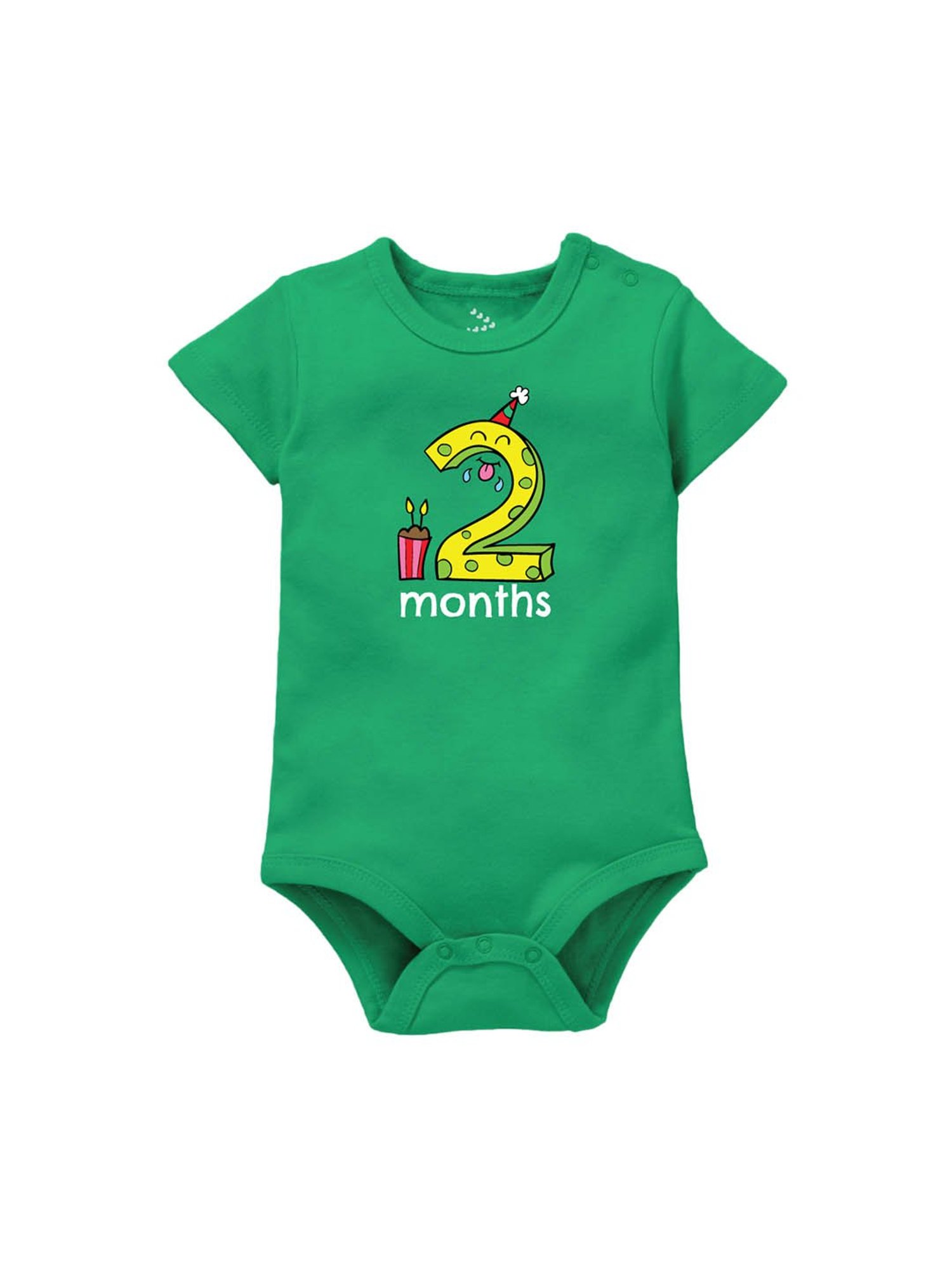 Zeezeezoo Kids Green I am Two Months Printed Onesie