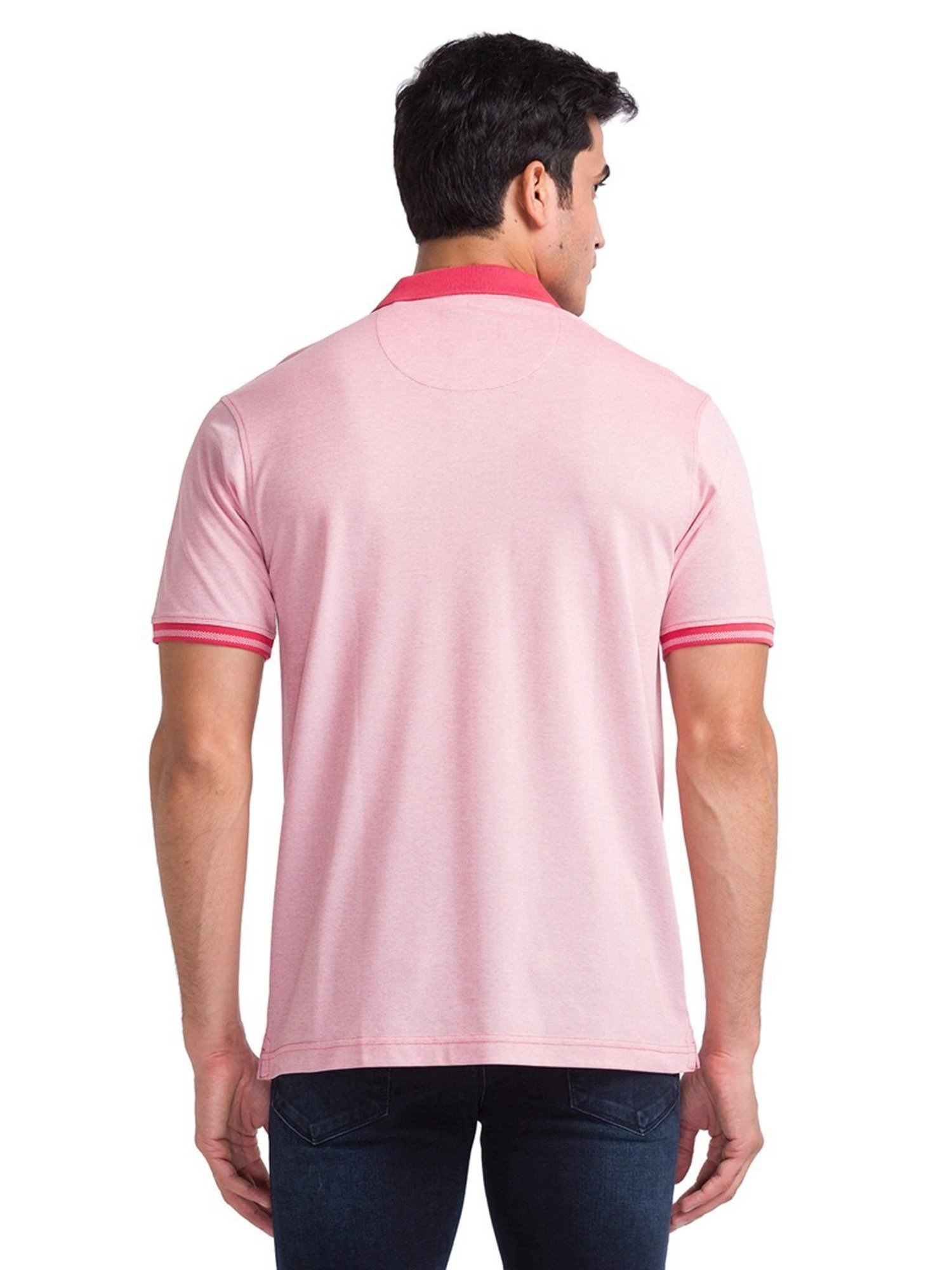 Park Avenue Light Red Cotton Slim Fit Polo T-Shirt