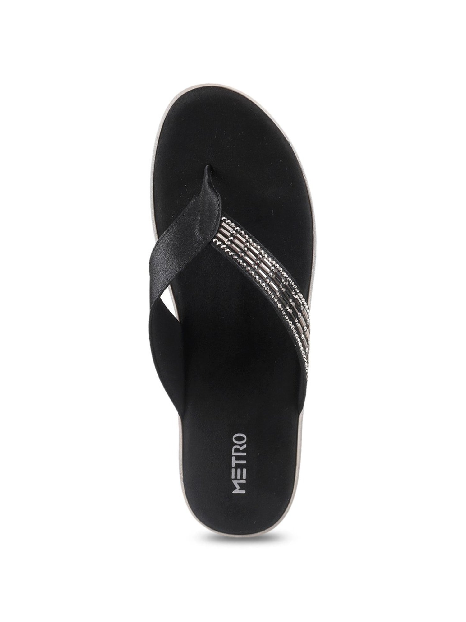 Metro Women's Black Thong Wedges