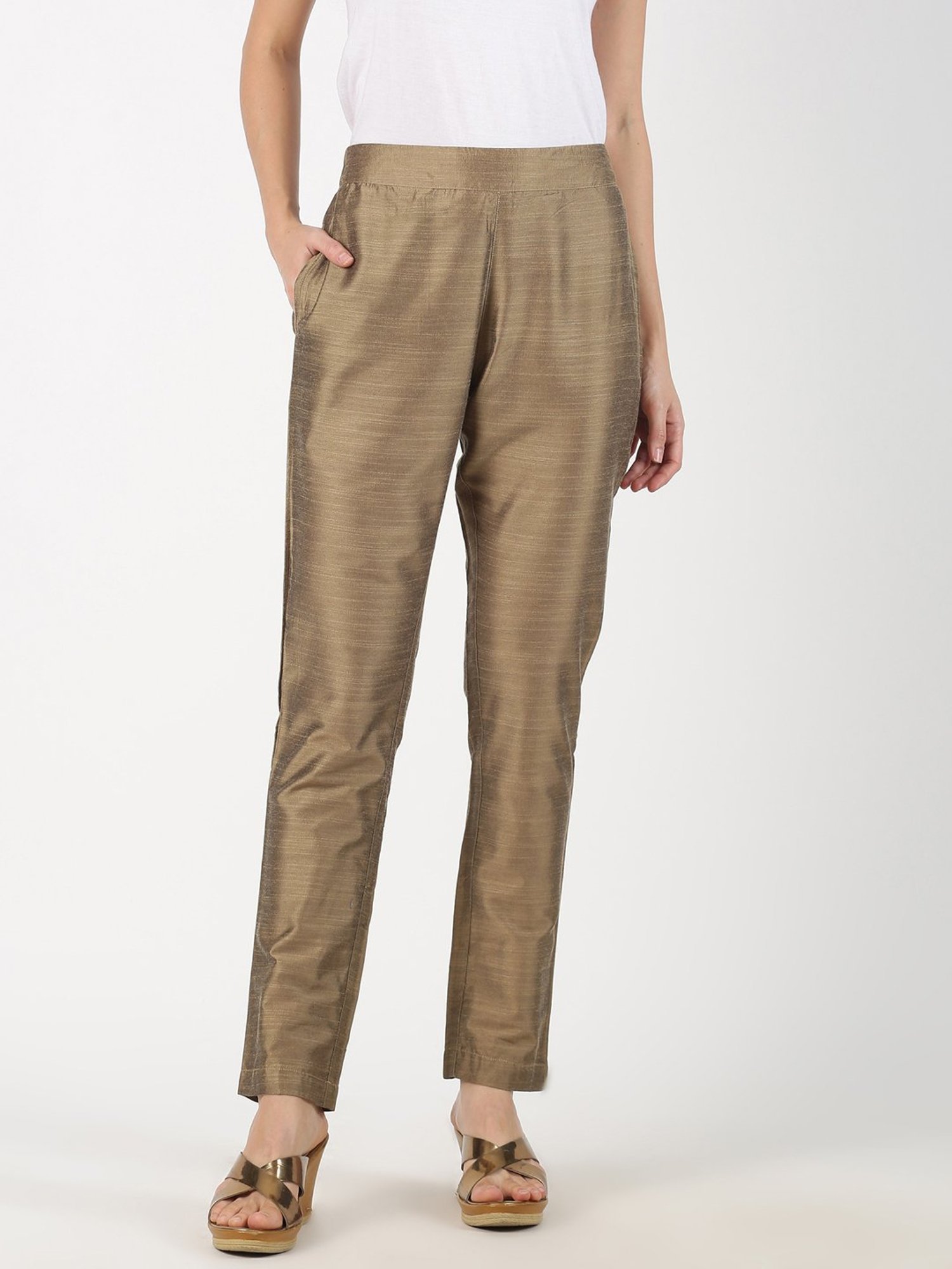 Saffron Threads Golden Regular Fit Pants