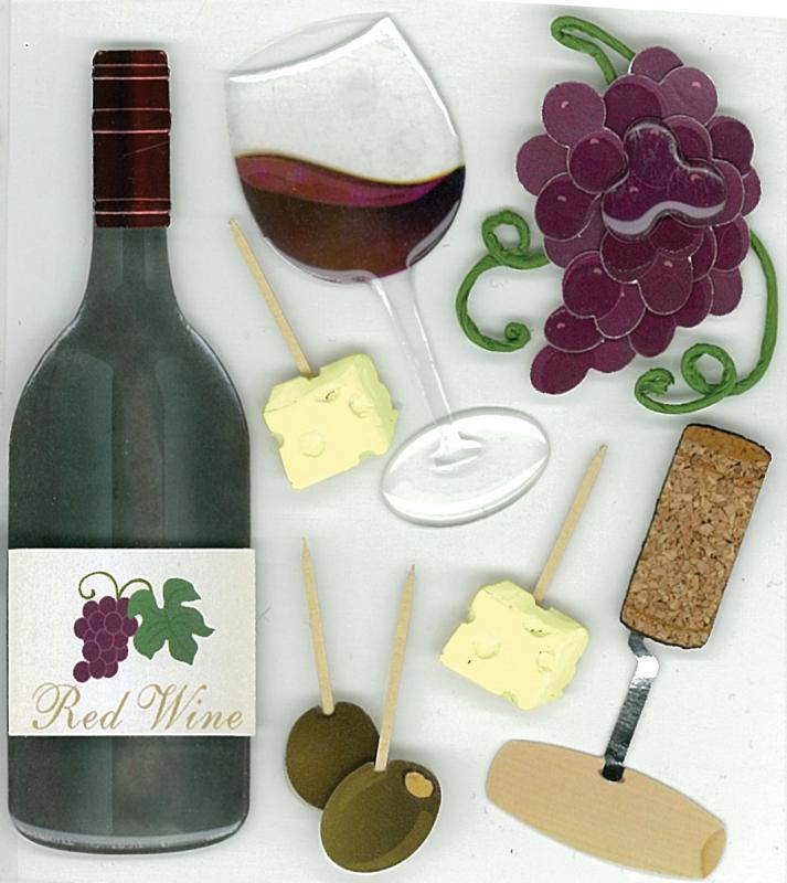 Jolee's Boutique Dimensional Stickers-Wine Tasting