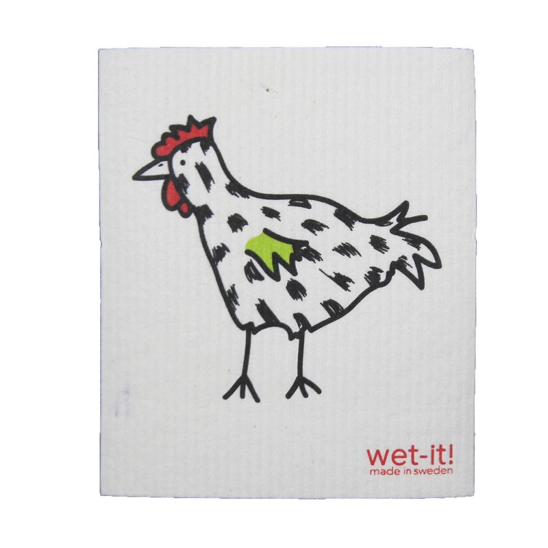 Swedish Dish Cloth 7.75" Pig & Rooster  Set / 2 Kitchen Clean Up Stainless  -  Dish Cloth