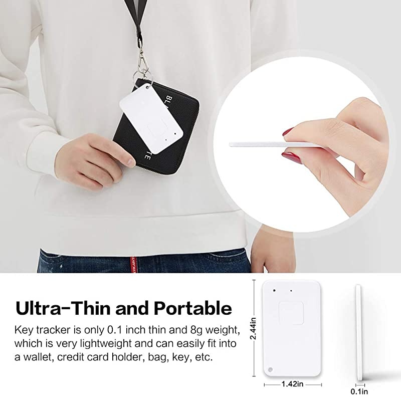 Finder Bluetooth Smart Tracker Locator GPS Anti-Lost Cell Phone Finder APP Control iOS Android Compatible with Chain Replaceable Battery for Wallet Pet Luggage Bag