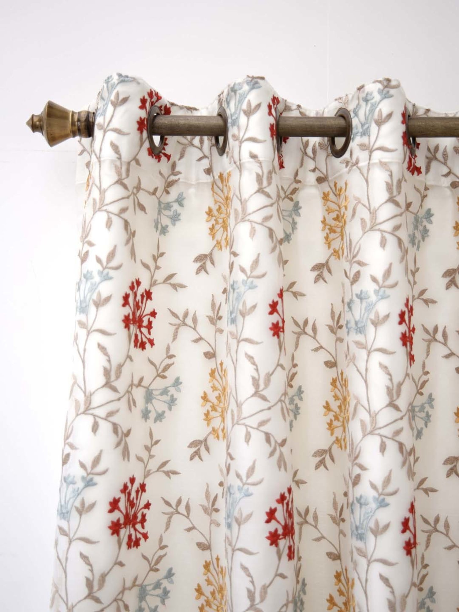 Ariana Beige & Red Polyester 9 Ft Long Door Curtain - Single Piece