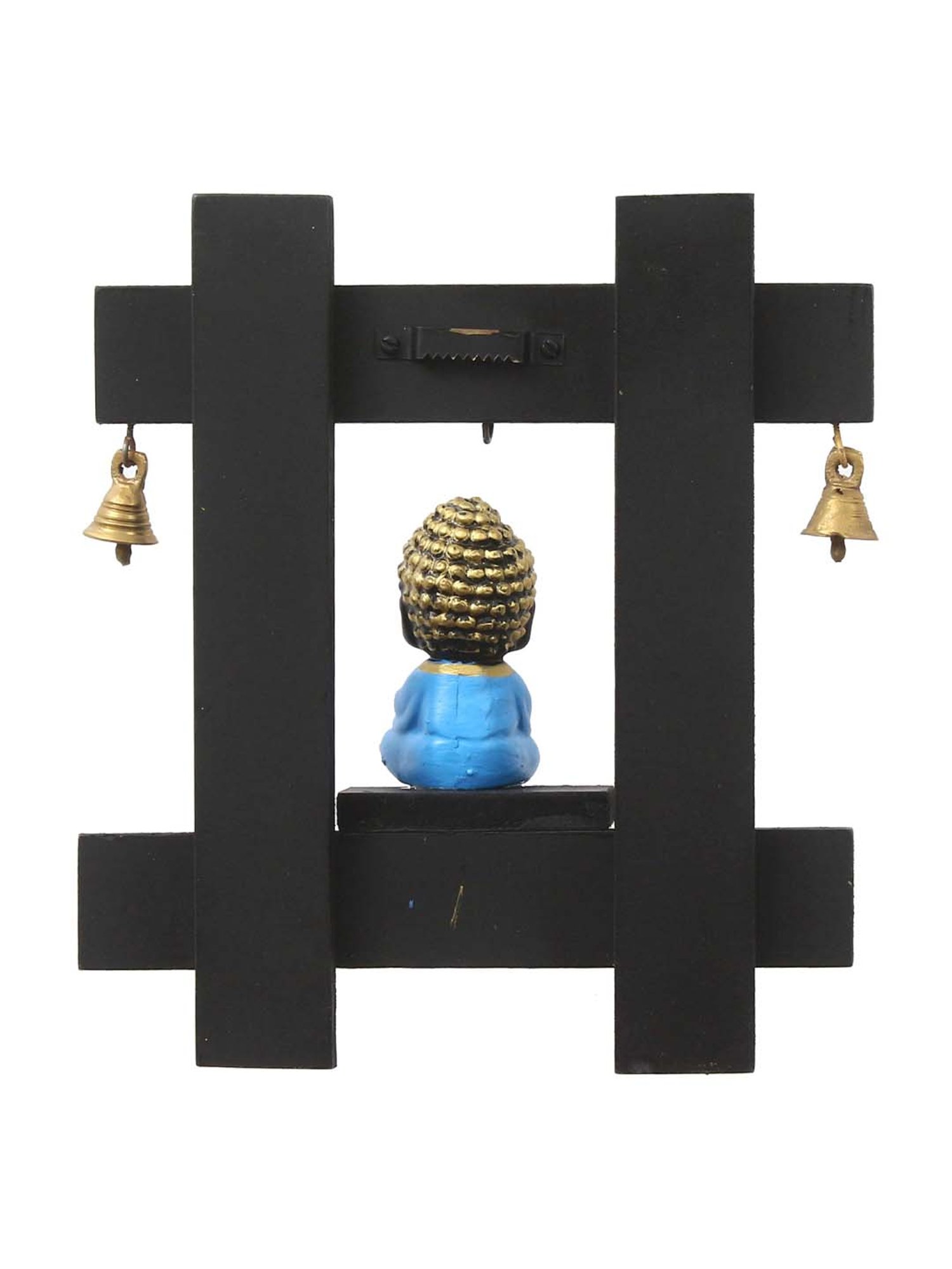eCraftIndia Peaceful Buddha Sitting Wooden Keyholder with 5 Key Knobs
