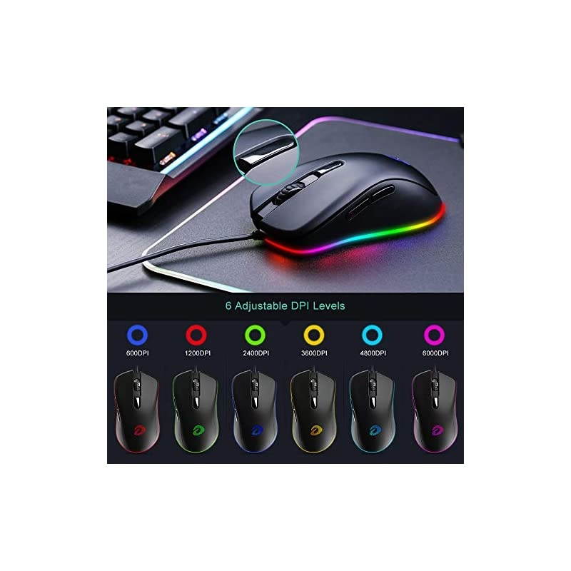 Wired Gaming Mouse 6 Programmable Buttons Ergonomic RGB Gaming Mouse with 168 Million Chroma 7 Backlit for PC Laptop and Notebook