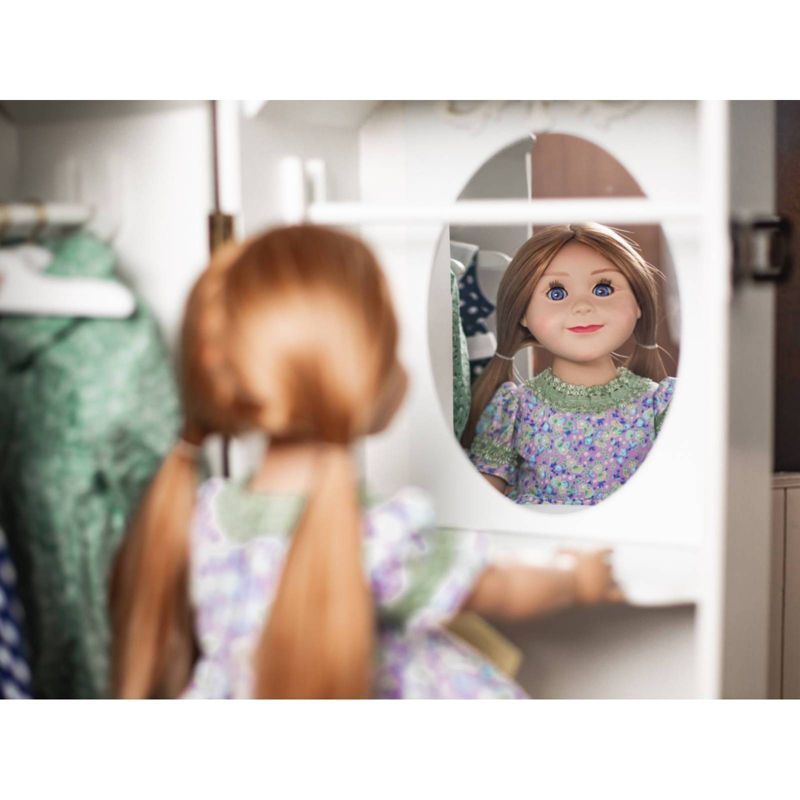 The Queen's Treasures 18 Inch Doll Furniture, White Clothing Storage Trunk, Vanity, 4 Hangers Fits 2 Dolls