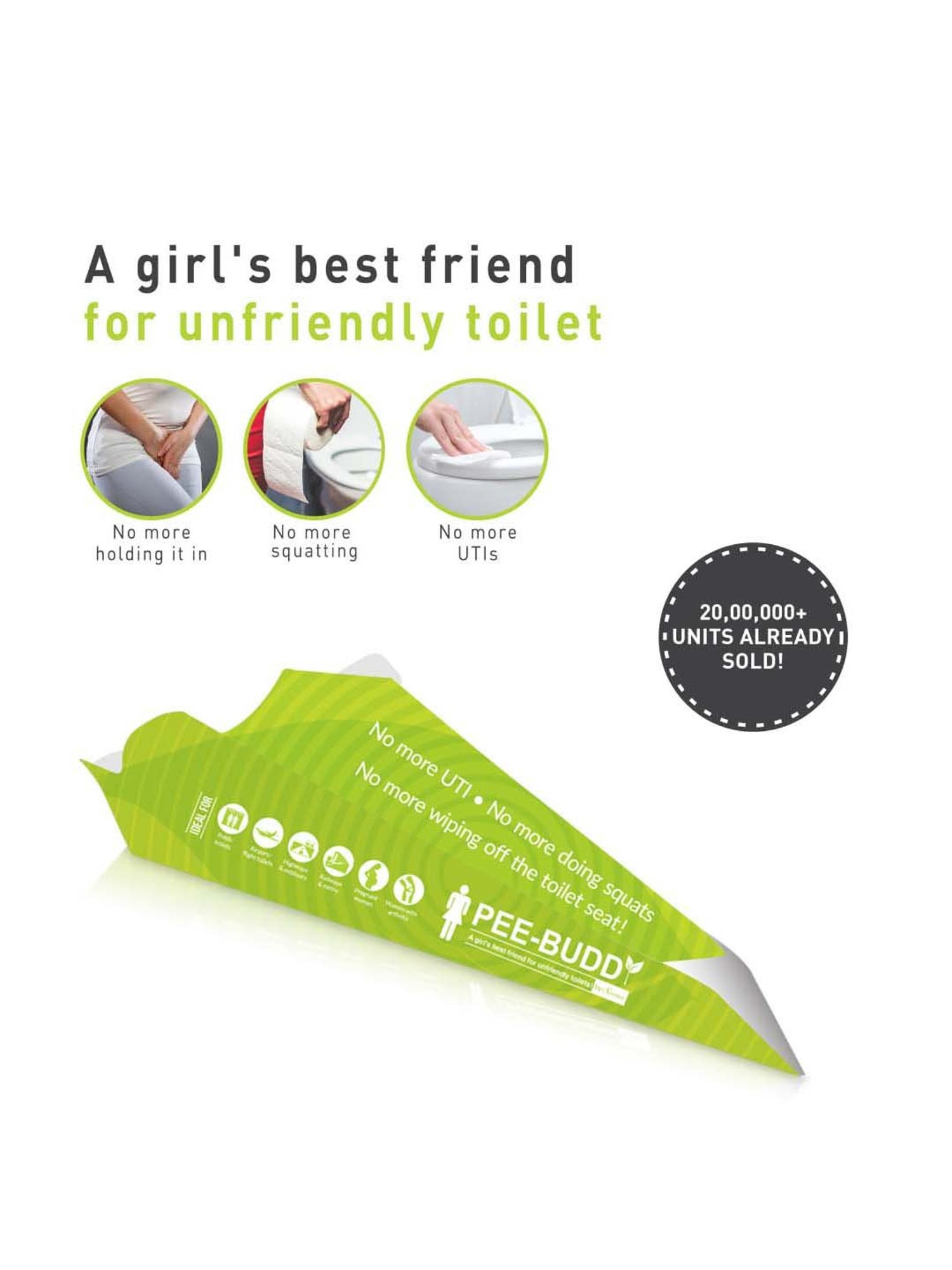 Pee Buddy Stand and Pee Disposable Female Urination Funnel - 5 Pcs