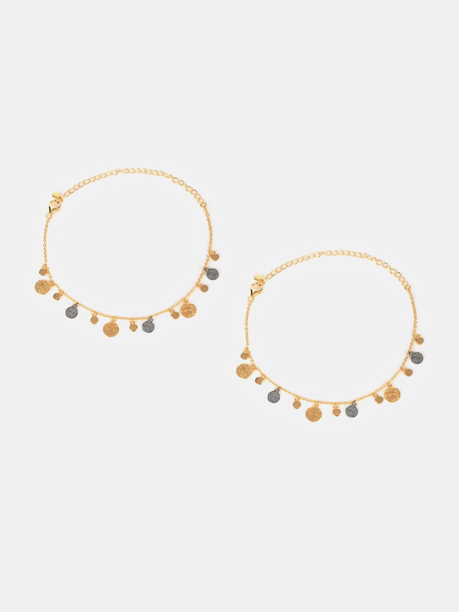 Shaya 92.5 Sterling Silver Meant to Shine Confetti Anklets in Gold Plating for Women