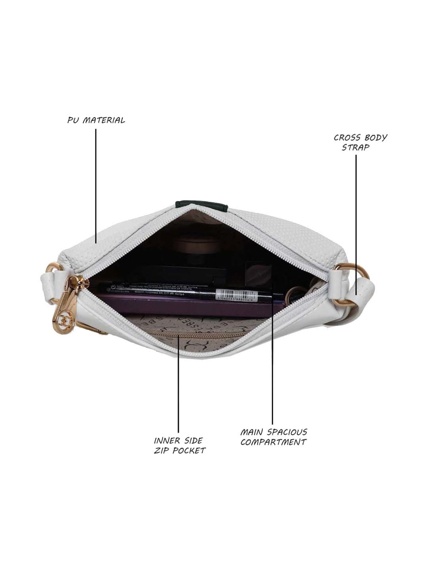 Esbeda Green Textured Medium Sling Handbag