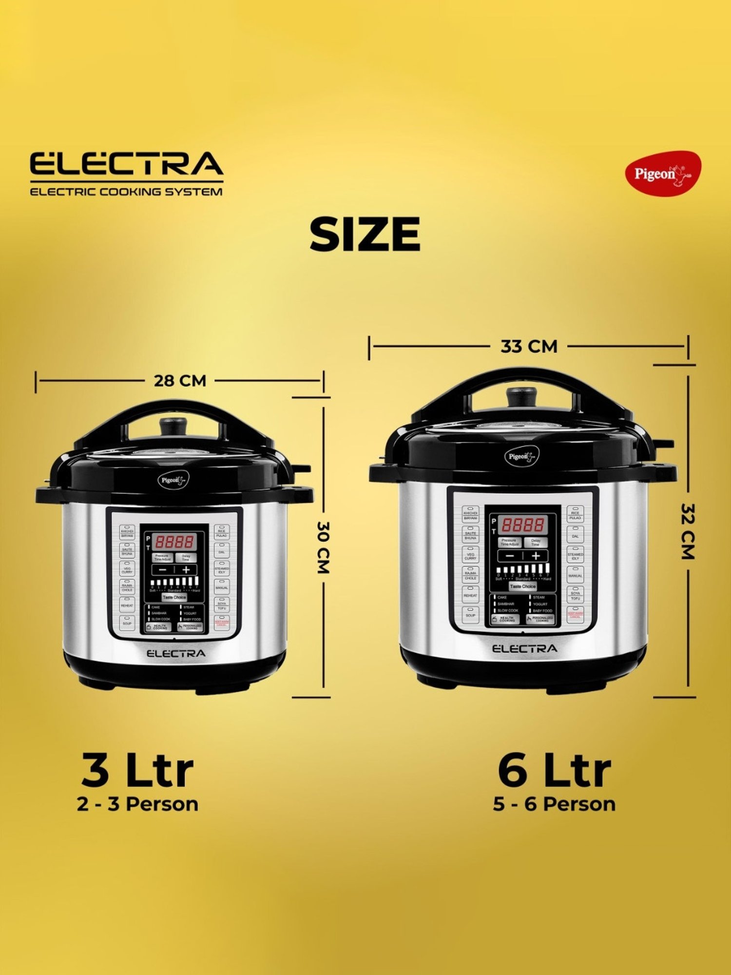 Pigeon Air Fryer 1200W, 6L with Touch Control & 8 Pre-Set Menu (Black)