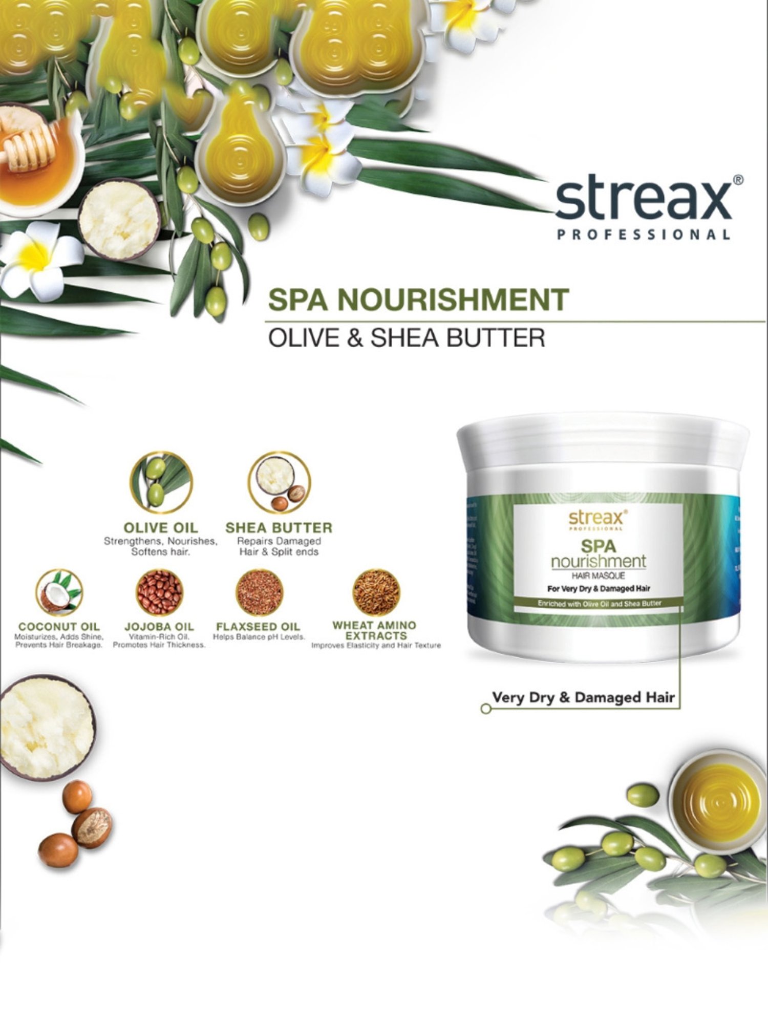 Streax Professional Spa Nourishment Hair Masque with Olive Oil - 200 gm
