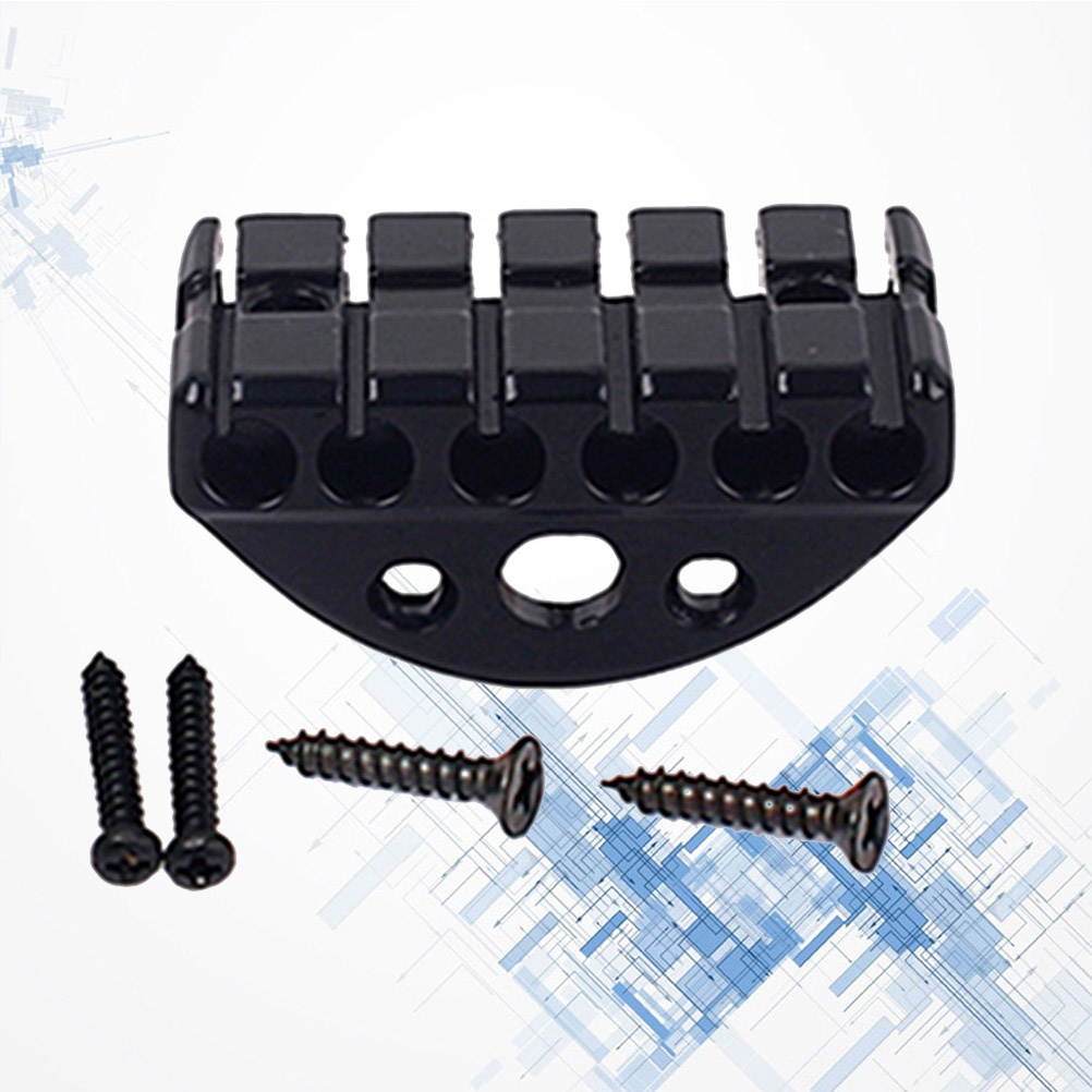 6 String Headless Saddle Bridge Zinc Alloy Strain Plate Bridge for Musical Instrument Guitar (Black)