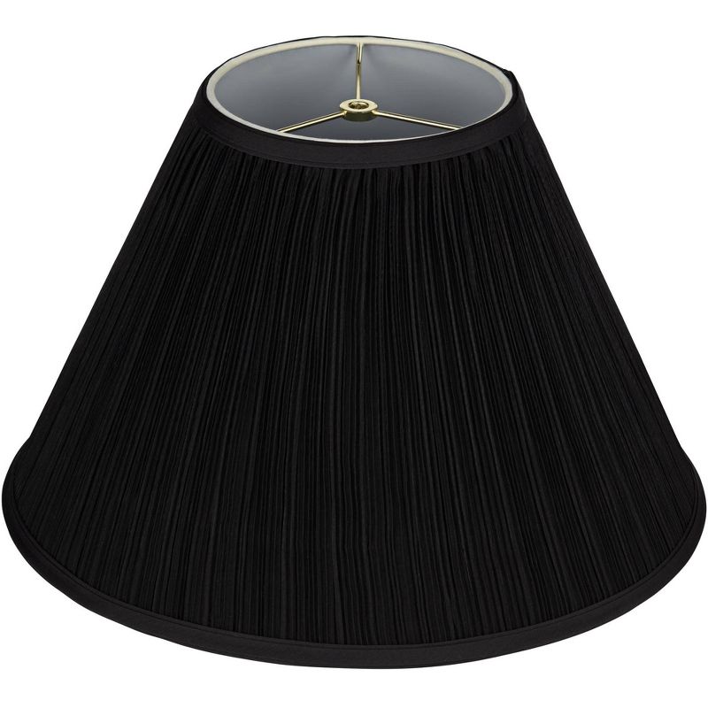 Springcrest Black Mushroom Pleated Large Empire Lamp Shade 7" Top x 17" Bottom x 11" High x 11.5" Slant (Spider) Replacement with Harp and Finial