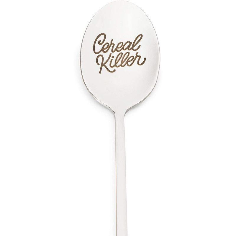 "Cereal Killer" Stainless Steel Engraved Spoon Gift, Soup Spoon, Coffee Spoon (7.8 in.)