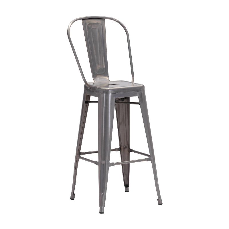 Set of 2 Industrial Gunmetal Steel Barstools - Zm Home