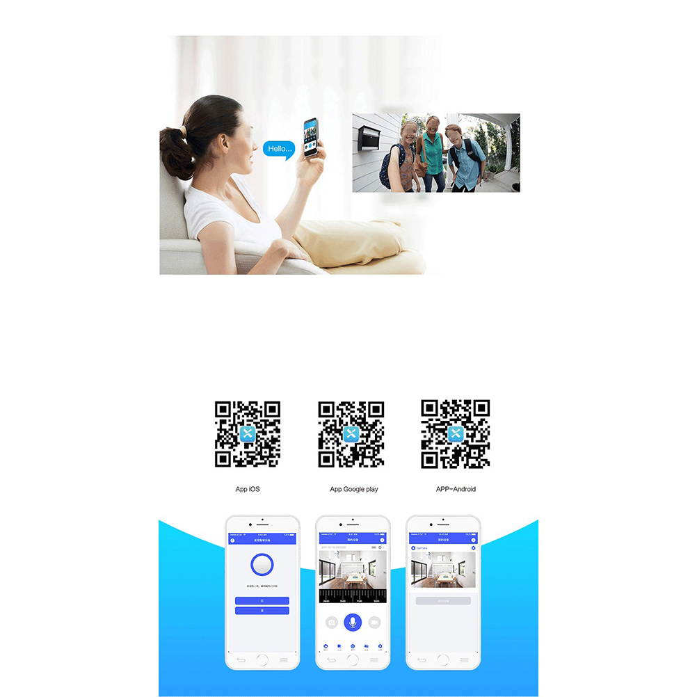 HOMEMAXS Smart Home Wireless WiFi Video Doorbell Visible Remote Two-way Video Phone Intercom HD IR Night Vision Home Security Camera