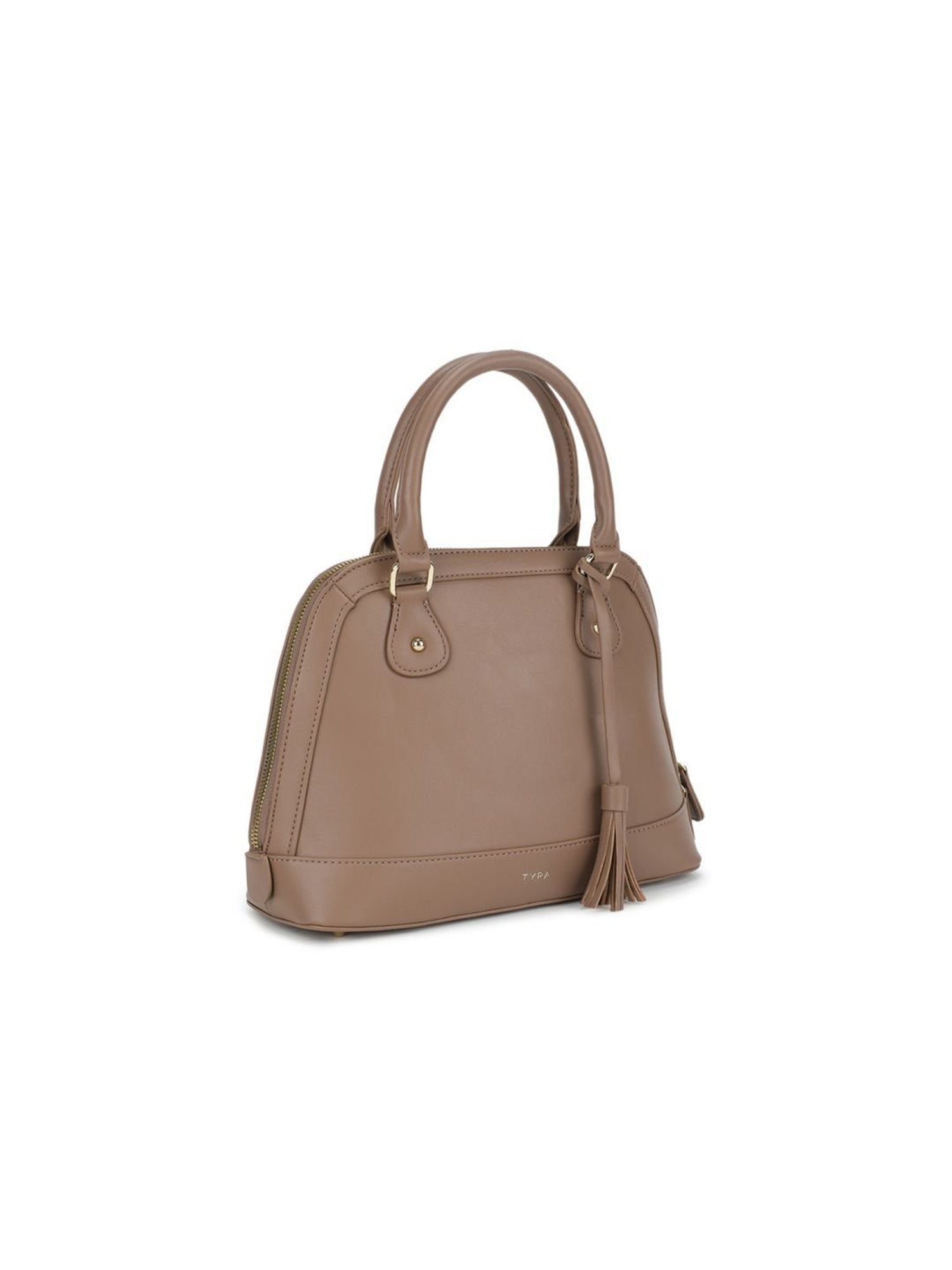 Tyra Iris Taupe Solid Faux Leather Handbag