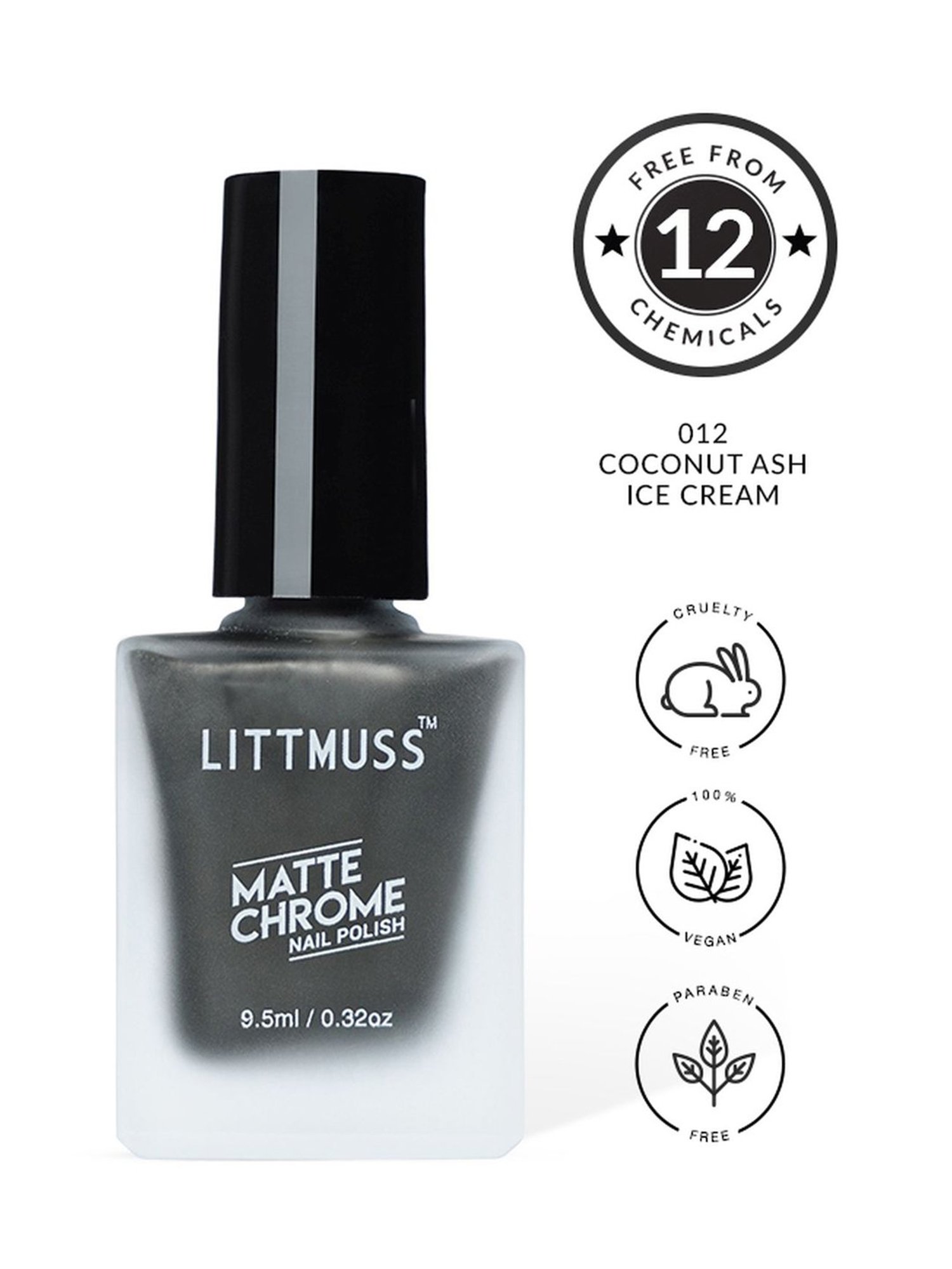 Littmuss Matte Chrome Nail Polish Coconut Ash Ice cream 012 - 9.5 ml