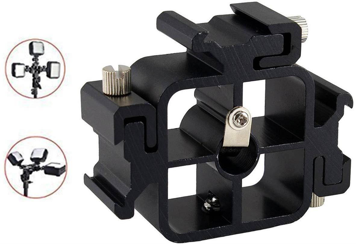 3-in-1 Triple Hot Shoe Mount Adapter with 1/4''-3/8'' Tripod Screw Thread for Flash Holder Bracket Light Stand Umbrella Holder fits Canon, Nikon, Olympus Flash Speedlite