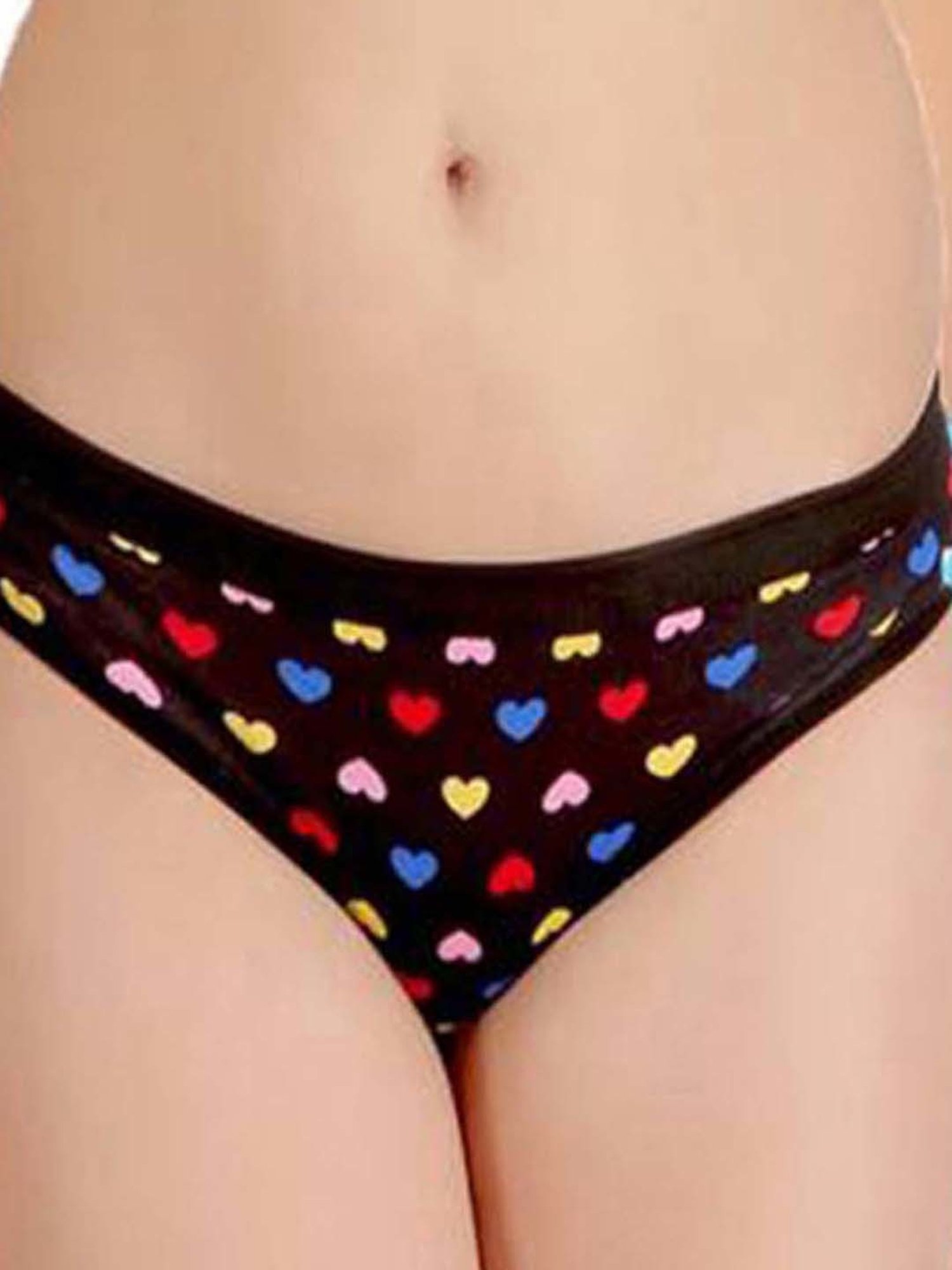 AROUSY Black & Blue Cotton Printed Bikini Panties - Pack Of 6