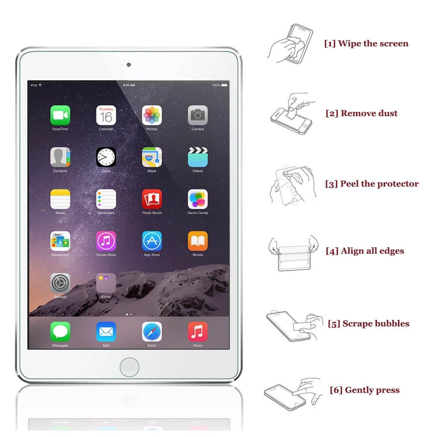 RUBAN iPad 9.7" 2018/2017/Pro 9.7"/Air 2/Air Screen Protector GlassGuard with Double Defence Technology, Tempered Glass for iPad 9.7-inch [2-Pack]
