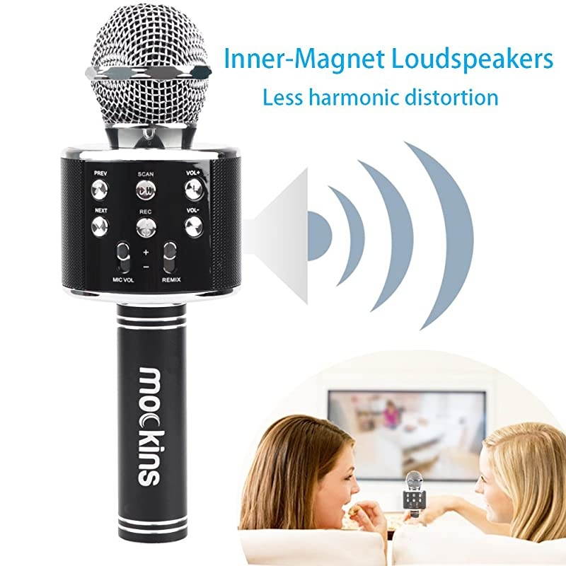 Wireless Bluetooth Karaoke Microphone with Built in Bluetooth Speaker AllinOne Karaoke Machine | Compatible with Android iOS iPhone Black Color