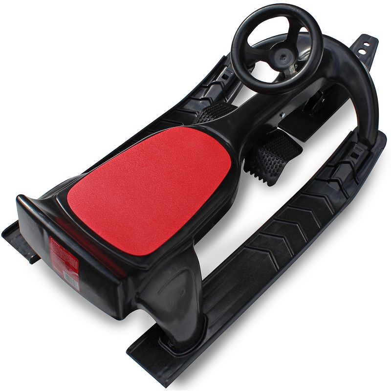 Flexible Flyer PT Blaster plastic sled with steering wheel - Black/Red