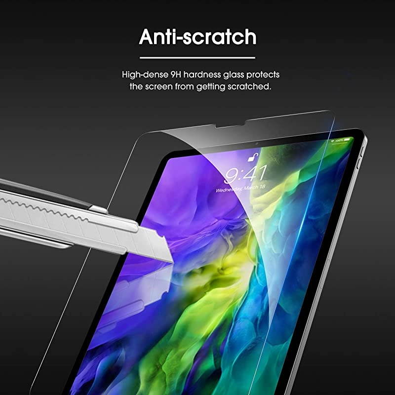 3Pack Screen Protector for iPad Pro 11 2020 2018 1st and 2nd Generation Work with Face ID amp Apple Pencil Tempered GlassHigh Definition 9H Hardness