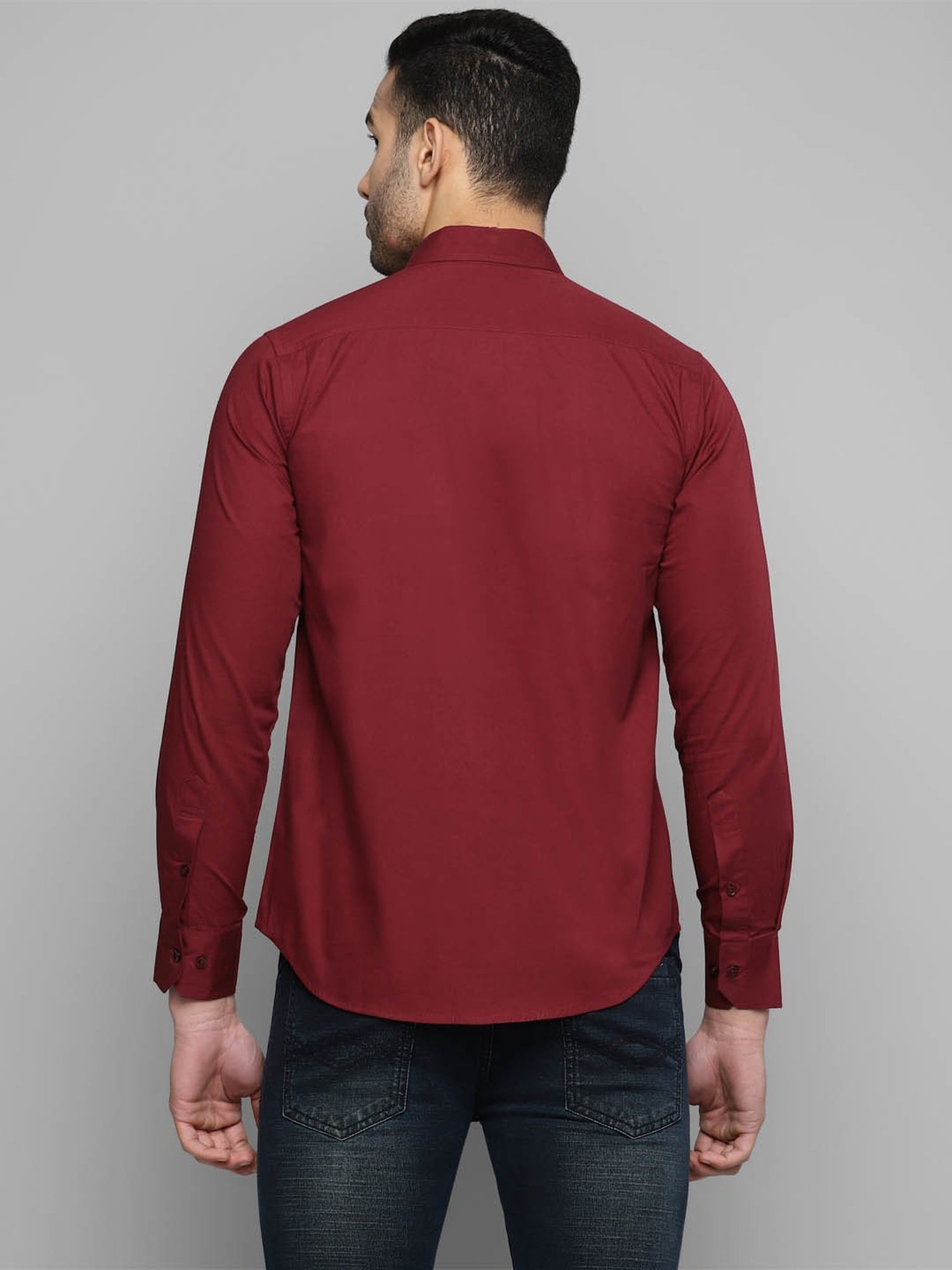 Allen cooper Maroon Regular Fit Shirt