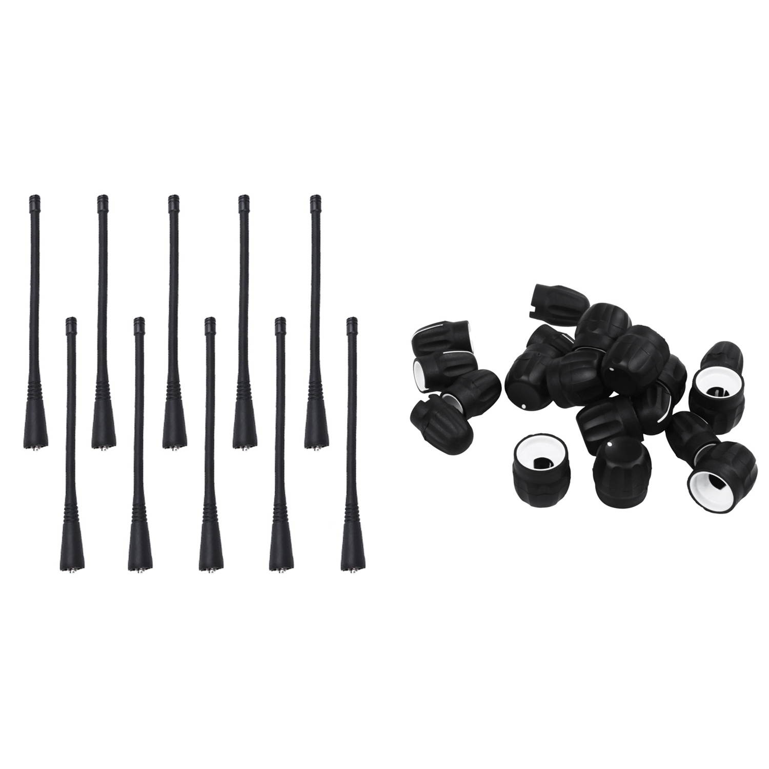 30 Pcs for Motorola Radio Accessories: 10 Pairs Volume Knob + Channel Selector Knob & 10 Pcs UHF Antenna