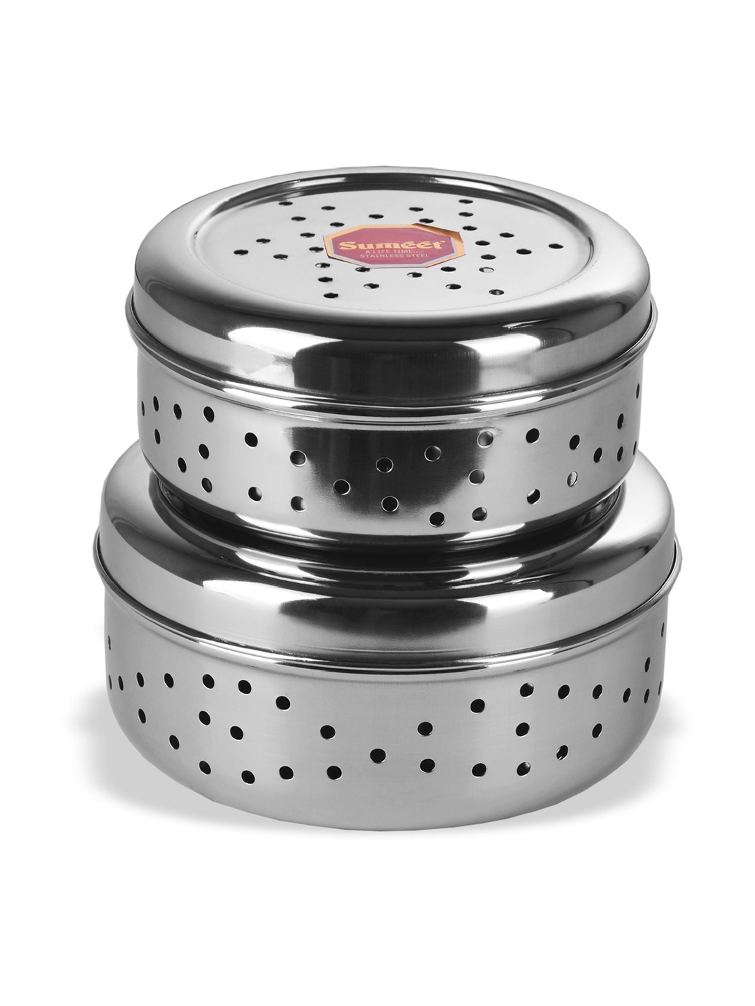 Aristo Silver Stainless Steel Storage Containers with Base Stand - Set of 7
