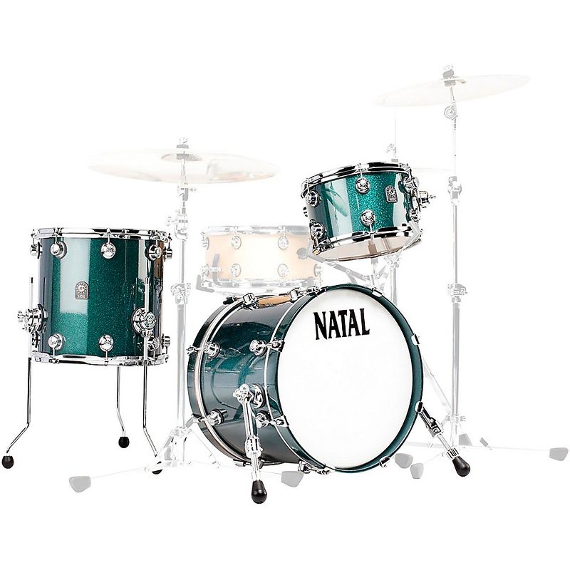 Natal Drums Cafe Racer Traditional Jazz 3-Piece Shell Pack with 18 in. Bass Drum British Racing Green Sparkle