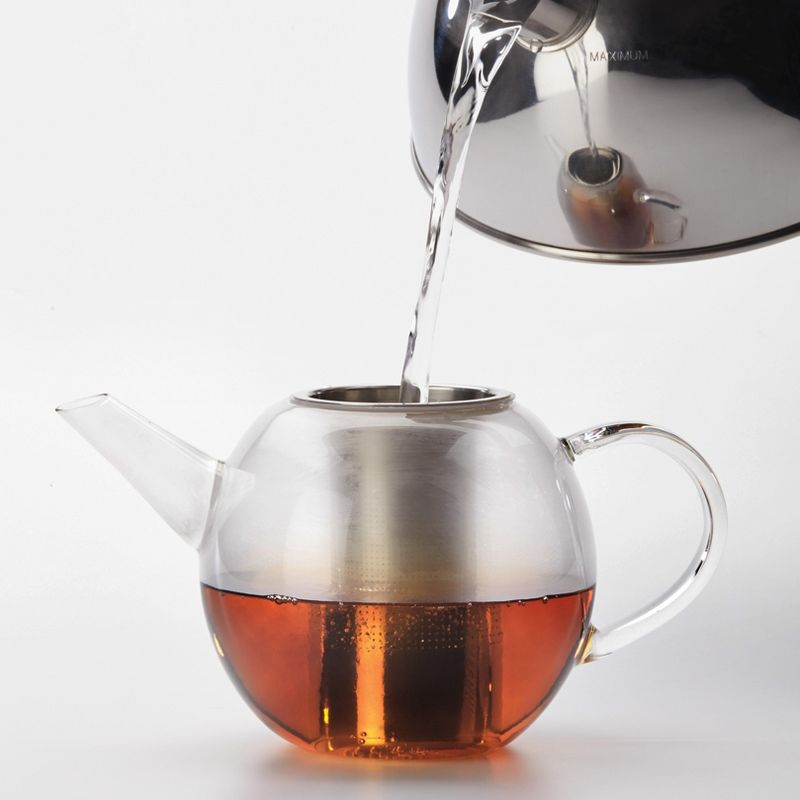 Bonjour Round Glass Teapot with Flavor Lock Infuser (34 oz)