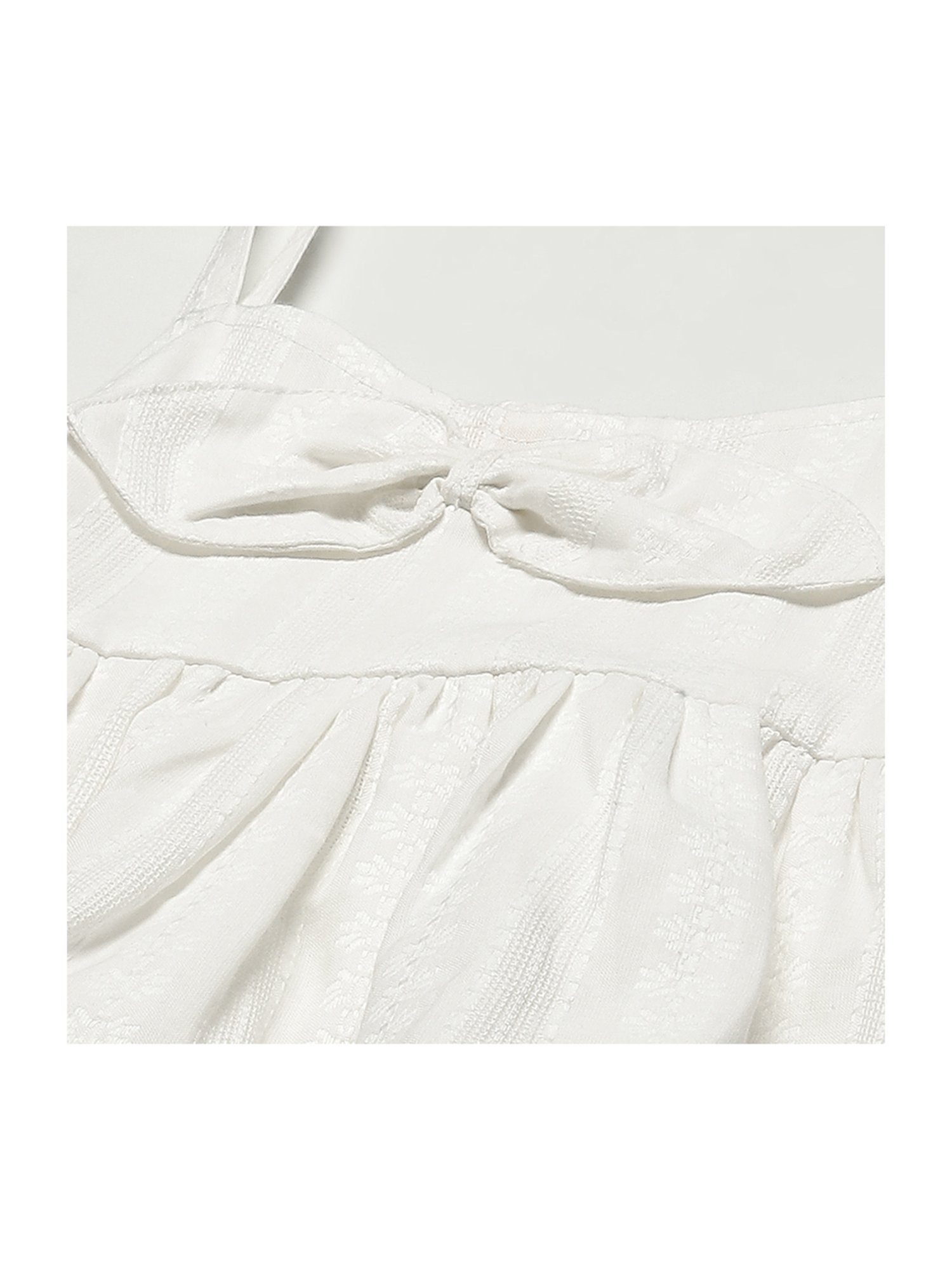 BIBA Girls Kids White Cotton Regular Fit Top