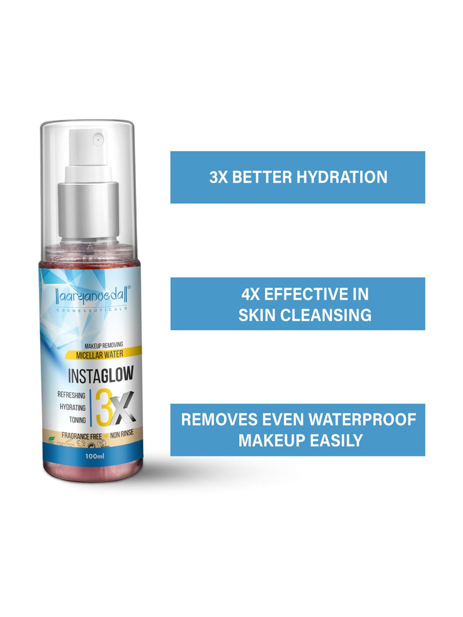 Aryanveda Instaglow Micellar Cleansing Makeup Remover Water - 100 ml