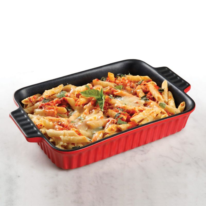 Crock-Pot Denhoff 10 in. Non-Stick Ribbed Casserole in Red