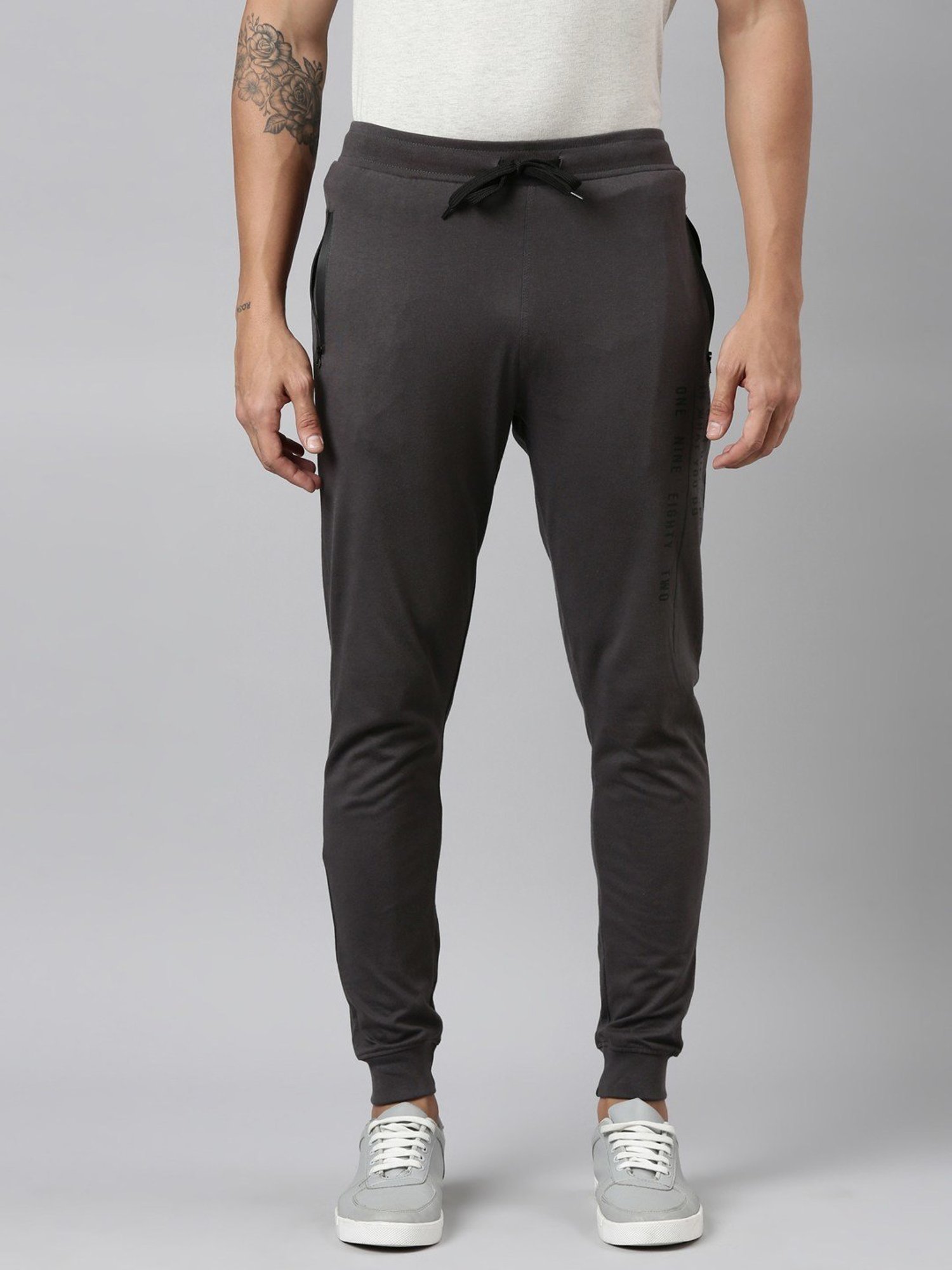 Dixcy Scott Maximus Grey Cotton Regular Fit Sports Joggers