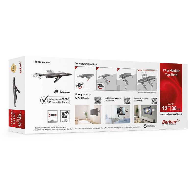 Barkan Elegant TV & Monitor Top Mount Black