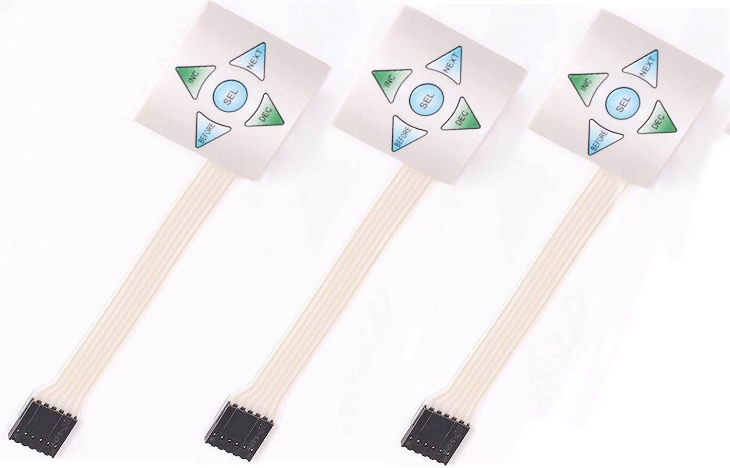 YXQ 1x5 5 Keys Matrix Membrane Switch Keyboard Keypad MCU Control Panel Button(3PCS White)