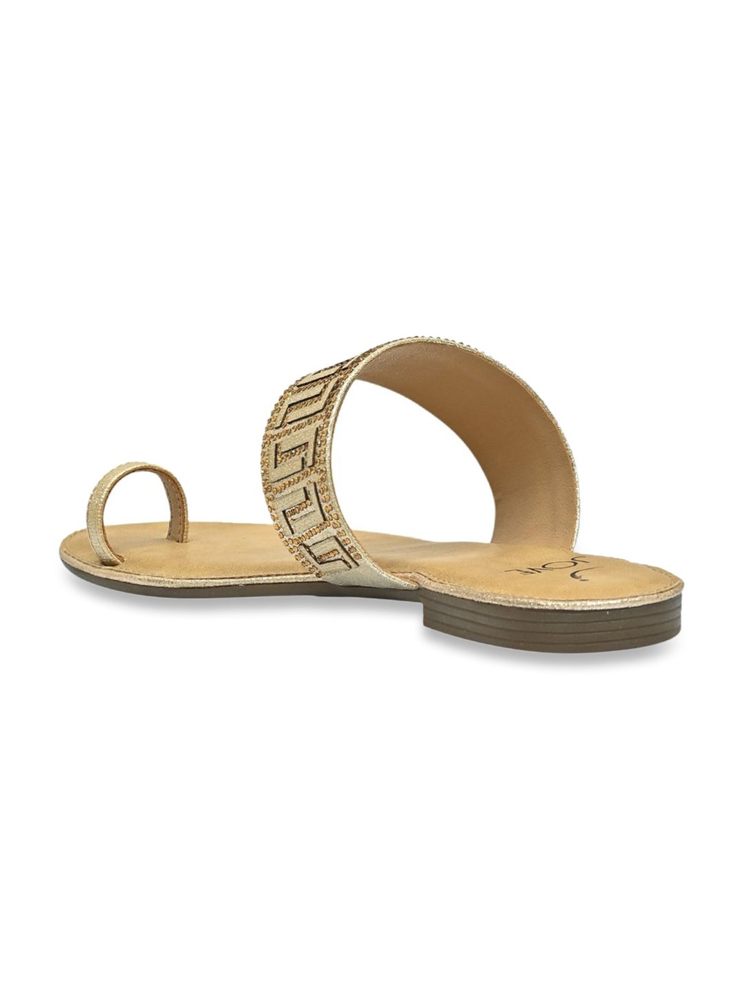 Jove Women's Golden Toe Ring Sandals