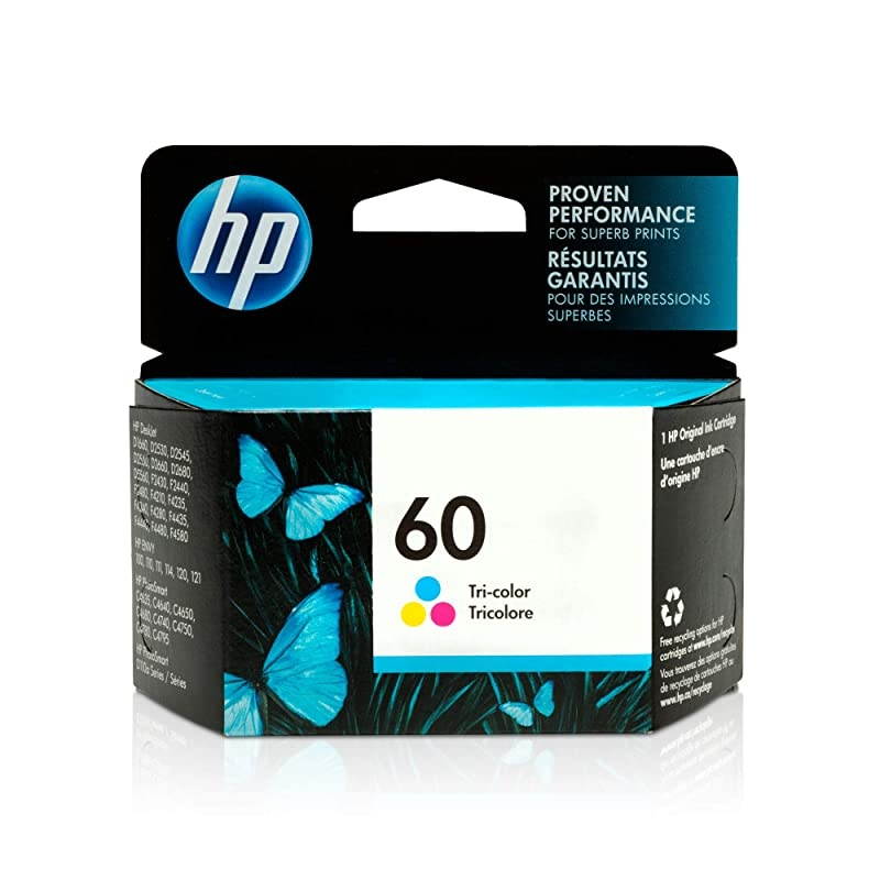60 | Ink Cartridge | Tri-color | Works with  DeskJet D2500 Series, F2430, F4200 Series, F4400 Series,  ENVY 100, 110, 111, 114, 120,  Photosmart C4600 Series, C4700 Series, D110a | CC643WN