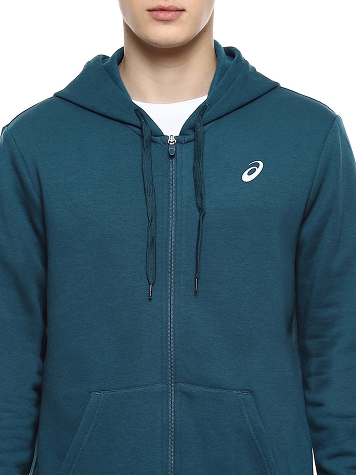 Asics One Point FZ Teal Regular Fit Hooded Sweatshirt