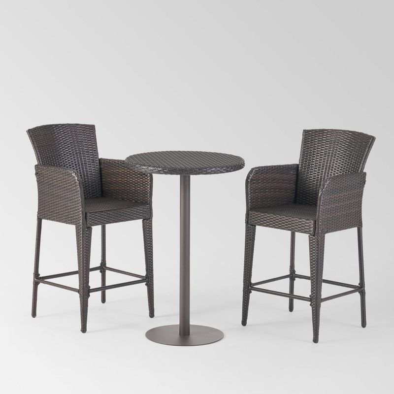 Ariesa 3pc Outdoor Bar Set - White & Gray - CosmoLiving