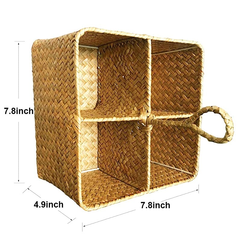 Rectangur Woven Seagrass Storage Basket and Home Organizer BinsNatural Water Hyacinth Basket Brown