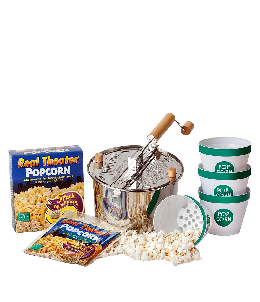 Wabash Valley Farms Stainless Steel Whirley-Pop Popcorn and Starter Set
