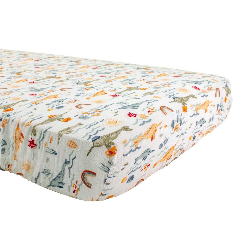 Bebe au Lait Muslin Crib Sheet Narwhal