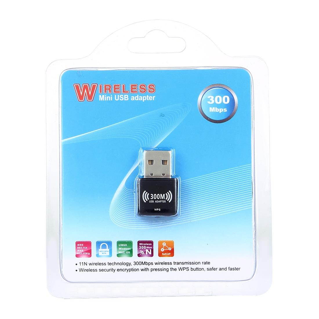 Mini USB 300MBPs Wifi Wireless Network LAN Adapter, IEEE 802.11b / 802.11g / 802.11n, 64/128Bit WEP, WAP, WAP2
