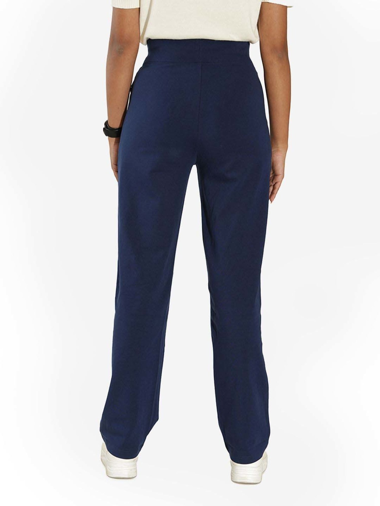 BlissClub Navy Cotton Straight Pants
